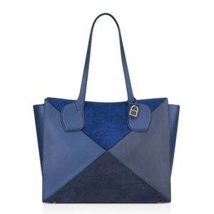 Deep blue calf hair leather tote Anne Klein